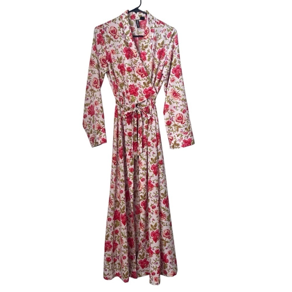 Something Navy Robe Red Poppy Gina Floral Coverup Size xxs